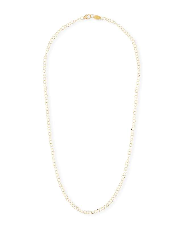 18k Gold Hammered Circle Chain Necklace, 18"L